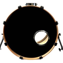 22 Inch Black Bass Drum Head Fitted With Two Piece 6" Chrome O Ring Port Hole